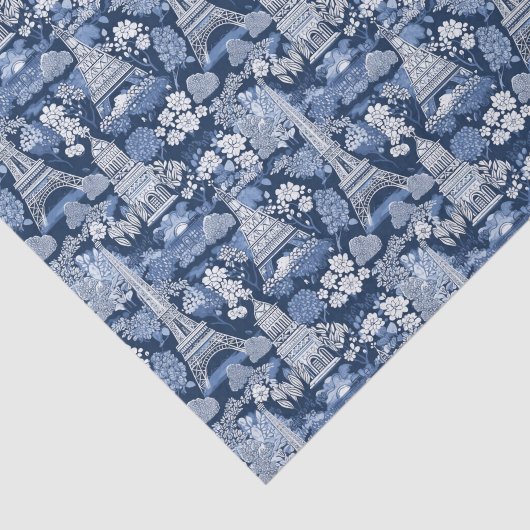 Ingewikkelde Parijse Blauwe Toile patterned Tissuepapier (Detail)