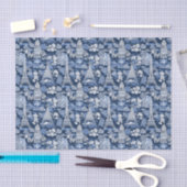 Ingewikkelde Parijse Blauwe Toile patterned Tissuepapier (Craft)