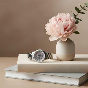 Ingewikkelde pastelbloem Mandala Horloge