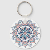 Ingewikkelde pastelbloem Mandala Sleutelhanger (Voorkant)
