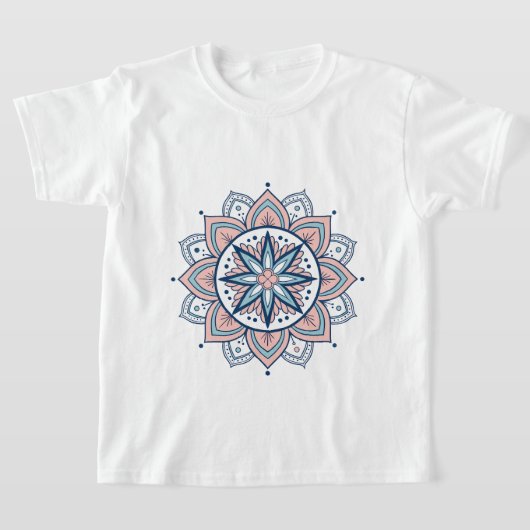 Ingewikkelde pastelbloem Mandala T-shirt (Laagn)