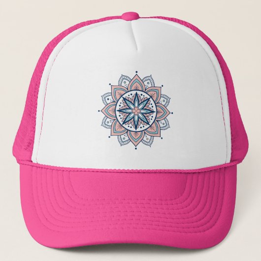 Ingewikkelde pastelbloem Mandala Trucker Pet (Voorkant)
