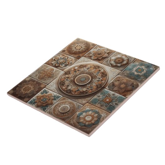 Ingewikkelde patronen van aardse Tegel Tegeltje (Zijkant)