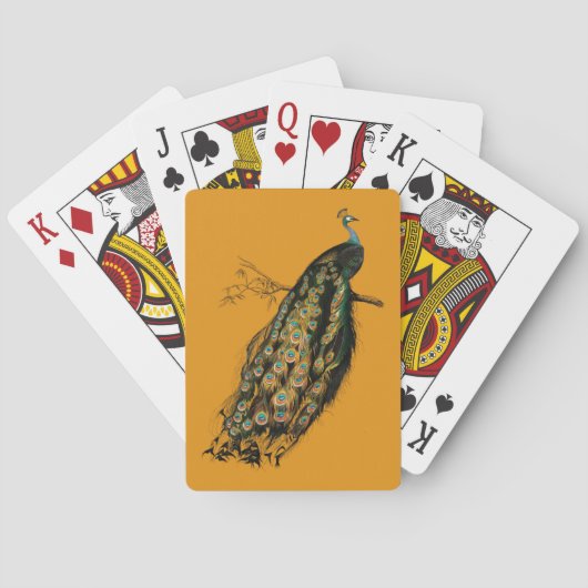 ingewikkelde pauwenmosterd geel pokerkaarten (Achterkant)