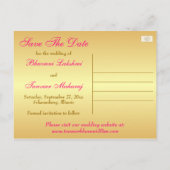 Ingewikkelde PInk, Gold Scrolls Save the Date Kaar Aankondigingskaart (Achterkant)