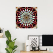 Ingewikkelde rode beige geometrische web mandala k poster (Thuiskantoor)