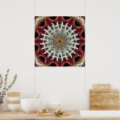 Ingewikkelde rode beige geometrische web mandala k poster (Keuken)