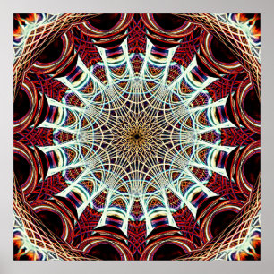 Ingewikkelde rode beige geometrische web mandala k poster