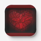 Ingewikkelde rode mandala hart romantische boho pa papieren bordje (Voorkant)