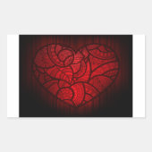 Ingewikkelde rode mandala hart romantische boho pa rechthoekige sticker (Voorkant)