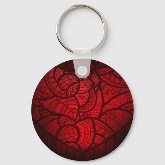 Ingewikkelde rode mandala hart romantische boho pa sleutelhanger (Achterkant)