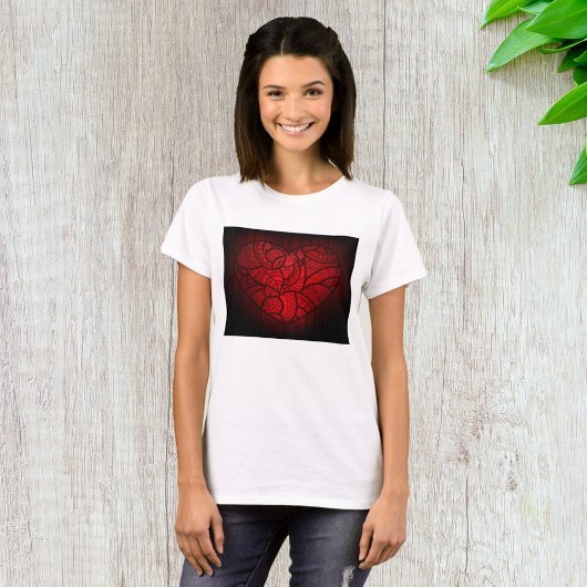 Ingewikkelde rode mandala hart romantische boho pa t-shirt