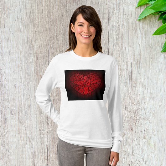 Ingewikkelde rode mandala hart romantische boho pa t-shirt