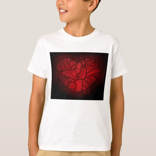 Ingewikkelde rode mandala hart romantische boho pa t-shirt (Voorkant)