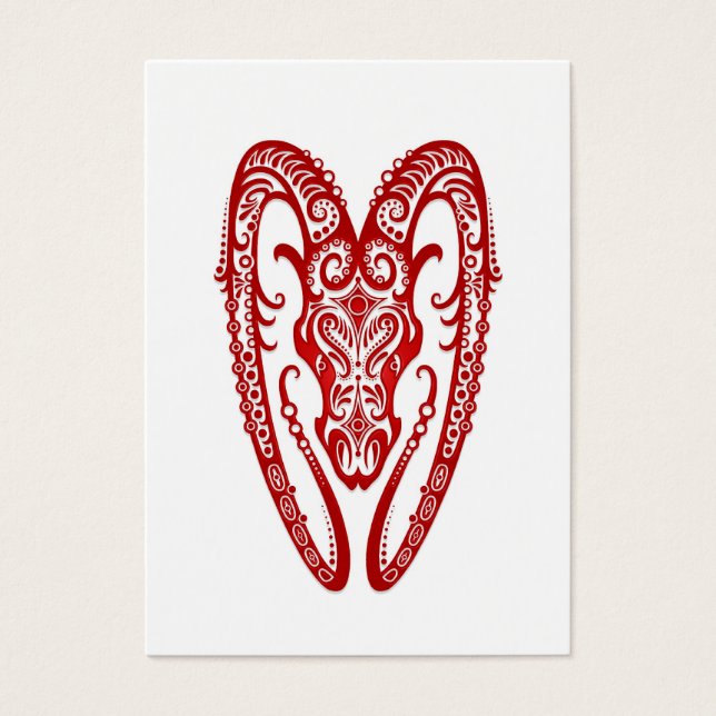 Ingewikkelde Rood Ram Zodiac op Wit Visitekaartjes (Voorkant)