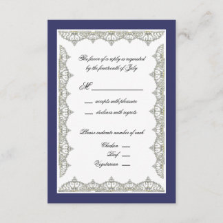 Ingewikkelde Royal Tiara Border Wedding Response C RSVP Kaartje