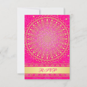 Ingewikkelde Roze, Gouden Krullen Huwelijks RSVP K Kaartje
