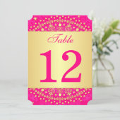 Ingewikkelde Roze Gouden Krullen Sterren Tafel Num Kaart (Staand voorkant)