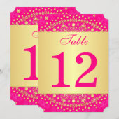 Ingewikkelde Roze Gouden Krullen Sterren Tafel Num Kaart (Voorkant / Achterkant)