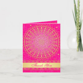 Ingewikkelde roze, gouden rollen, sterren Dank u k Bedankkaart