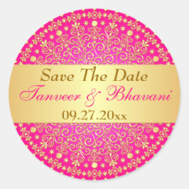 Ingewikkelde roze gouden rollen, Stippen bruiloft  Ronde Sticker