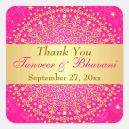 Ingewikkelde roze gouden rollen, Stippen bruiloft  Vierkante Sticker