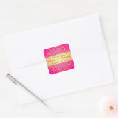 Ingewikkelde roze gouden rollen, Stippen bruiloft  Vierkante Sticker (Envelop)
