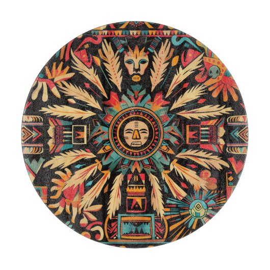 Ingewikkelde saffier "Aztec Dream" glazen hakdoos Snijplank (Voorkant)