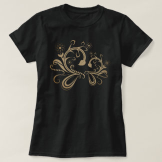Ingewikkelde Sierlijke Bloemige Spiraal- en Bloeme T-shirt