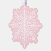 Ingewikkelde Sneeuwvlokken op Roze Kerstmis Ornament Kaart (Links)