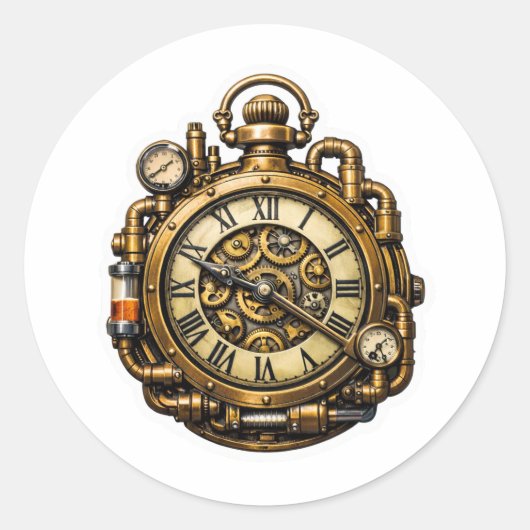 Ingewikkelde Steampunk Zakhorloge Sticker (Voorkant)