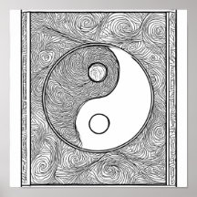 Ingewikkelde Symmetrische Kleurplaat: Yin Yang 