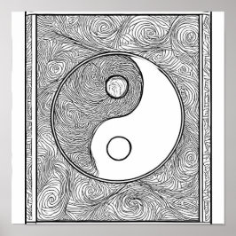 Ingewikkelde Symmetrische Kleurplaat: Yin Yang Poster
