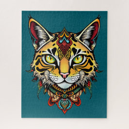 Ingewikkelde Tribal Wildcat met kleurrijke Pat Legpuzzel