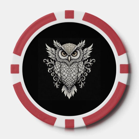 ingewikkelde uil-mandala poker chips (Voorkant)