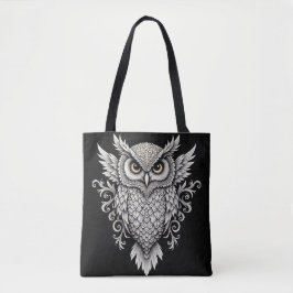ingewikkelde uil-mandala tote bag