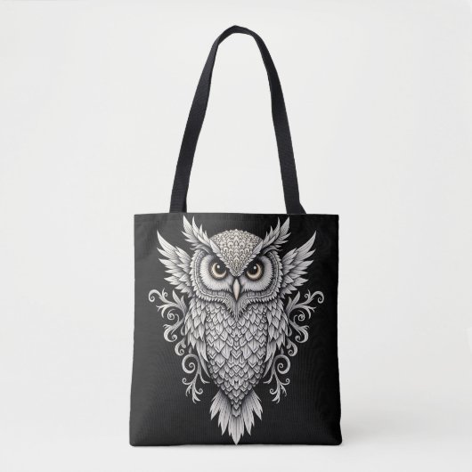 ingewikkelde uil-mandala tote bag (Voorkant)