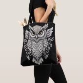 ingewikkelde uil-mandala tote bag (Dichtbij)