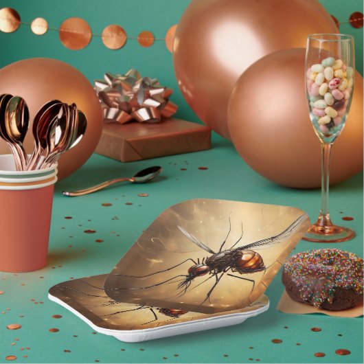 Ingewikkelde vleugels: de muggenfractale kunst papieren bordje (Multi)