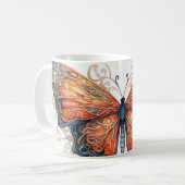 Ingewikkelde vlinder ontwerp keramische Mok (Voorkant links)