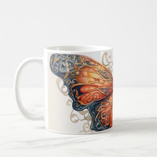 Ingewikkelde vlinder ontwerp keramische Mok (Links)
