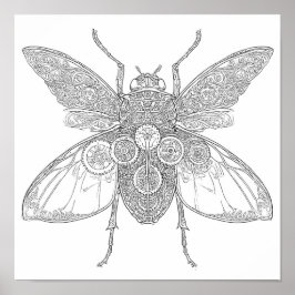 Ingewikkelde volwassenen kleurplaat: Steampunk ins Poster