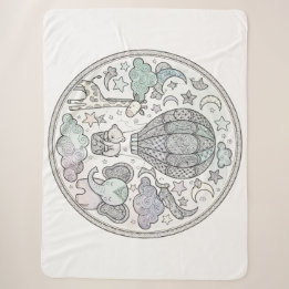 Ingewikkelde warmluchtballon Mandala Pastel fleece Sherpa Deken