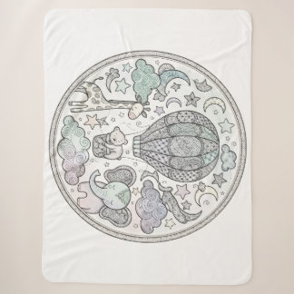 Ingewikkelde warmluchtballon Mandala Pastel fleece Sherpa Deken