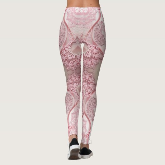Ingewikkelde, wervelende patronen van  roze kant leggings (Achterkant)