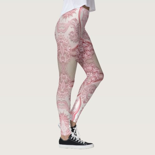 Ingewikkelde, wervelende patronen van  roze kant leggings (Rechts)