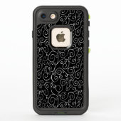 Ingewikkelde witte scrollkrommen op zwart (Achterkant)