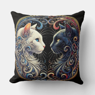 Ingewikkelde Yin Yang Katten Kunstwerk Kussen
