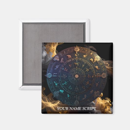 Ingewikkelde Zodiac Disc Astrologie Kunst & Decor Magneet (Voorkant / Achterkant)