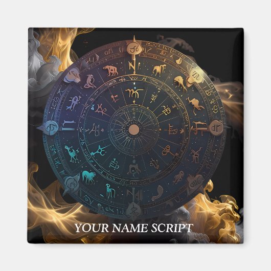 Ingewikkelde Zodiac-schijf Astrologie Kunst & Deco Magneet (Voorkant)